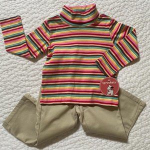 GIRLS RAINBOW TURTLENECK PANTS SET OUTFIT 2T
